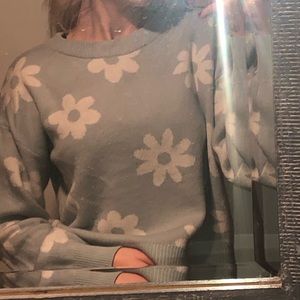 Mint green flowery sweater